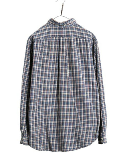 90s ラルフローレン チェック 長袖 ボタンダウン シャツ メンズ L / 90年代 オールド ポロ コットン 長袖シャツ マルチカラー ワンポイント