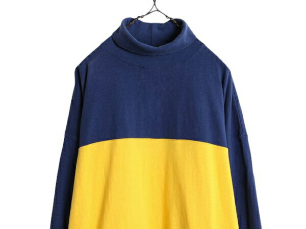 90s USA製 OLD GAP モックネック 長袖 Tシャツ メンズ XL 90年代 オールド ギャップ ラガーシャツ 素材 ヘビーウェイト マルチカラー ロンT