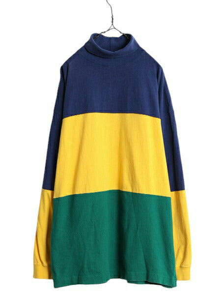 90s USA製 OLD GAP モックネック 長袖 Tシャツ メンズ XL 90年代 オールド ギャップ ラガーシャツ 素材 ヘビーウェイト マルチカラー ロンT