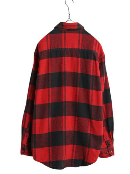 90s OLD GAP チェック ヘビー フランネル シャツ メンズ M 90年代 オールド ギャップ 長袖シャツ ポケット付き ネルシャツ ツートン 黒 赤