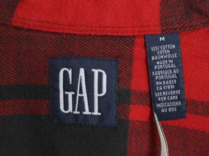 90s OLD GAP チェック ヘビー フランネル シャツ メンズ M 90年代 オールド ギャップ 長袖シャツ ポケット付き ネルシャツ ツートン 黒 赤
