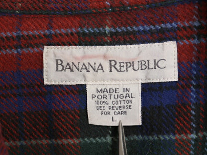 90s バナナリパブリック チェック ヘビー フランネル シャツ メンズ L 古着 オールド BANANA REPUBLIC 長袖シャツ ネルシャツ マルチカラー