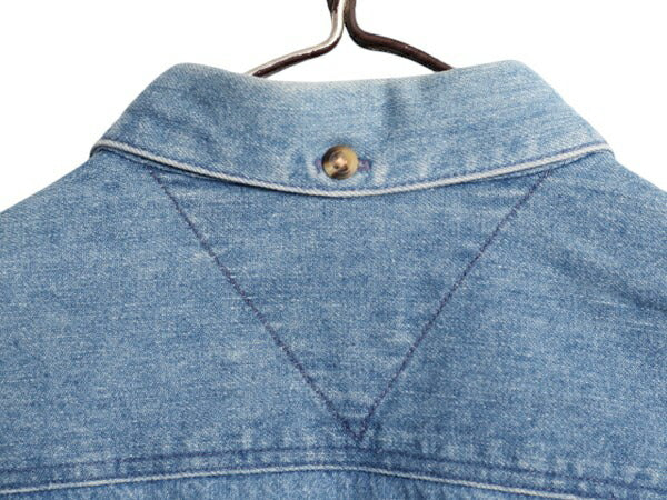 80s 90s トミーヒルフィガー 3点留め ボタンダウン 長袖 デニム シャツ メンズ S / ヴィンテージ TOMMY HILFIGER 長袖シャツ ポケット付き