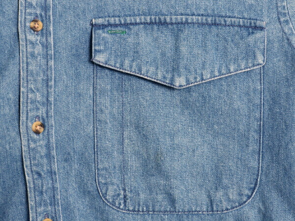 80s 90s トミーヒルフィガー 3点留め ボタンダウン 長袖 デニム シャツ メンズ S / ヴィンテージ TOMMY HILFIGER 長袖シャツ ポケット付き