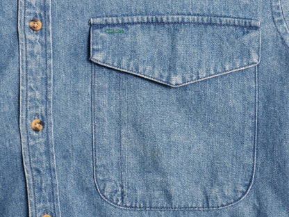 80s 90s トミーヒルフィガー 3点留め ボタンダウン 長袖 デニム シャツ メンズ S / ヴィンテージ TOMMY HILFIGER 長袖シャツ ポケット付き
