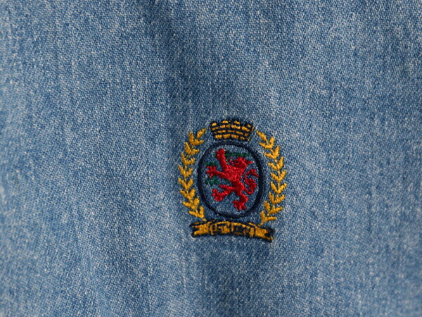 80s 90s トミーヒルフィガー 3点留め ボタンダウン 長袖 デニム シャツ メンズ S / ヴィンテージ TOMMY HILFIGER 長袖シャツ ポケット付き