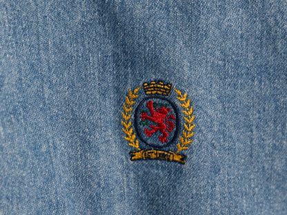 80s 90s トミーヒルフィガー 3点留め ボタンダウン 長袖 デニム シャツ メンズ S / ヴィンテージ TOMMY HILFIGER 長袖シャツ ポケット付き