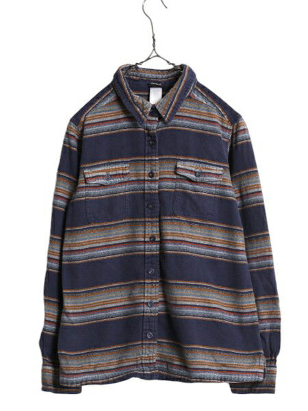 14年製 パタゴニア ロングスリーブ フィヨルド フランネル 長袖 シャツ 8 レディース S 程 古着 Patagonia ネルシャツ ネイティブ ボーダー