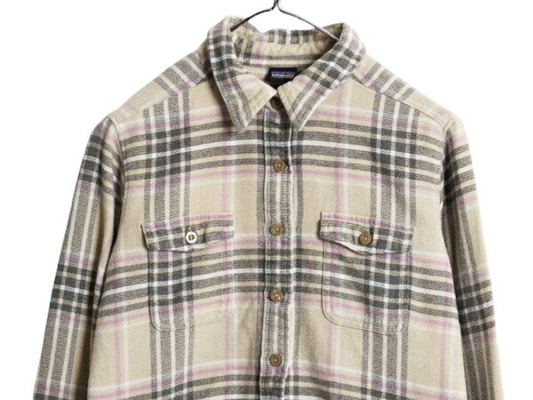 17年製 パタゴニア ロングスリーブ フィヨルド フランネル 長袖 シャツ レディース XS 程/ 古着 Patagonia アウトドア ネルシャツ チェック