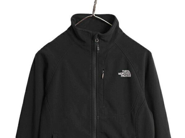 US企画 ノースフェイス APEX ソフトシェル ジャケット レディース S 古着 The North Face アウトドア 裏 フリース ブルゾン フルジップ 黒