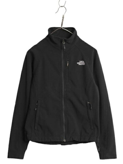 US企画 ノースフェイス APEX ソフトシェル ジャケット レディース S 古着 The North Face アウトドア 裏 フリース ブルゾン フルジップ 黒