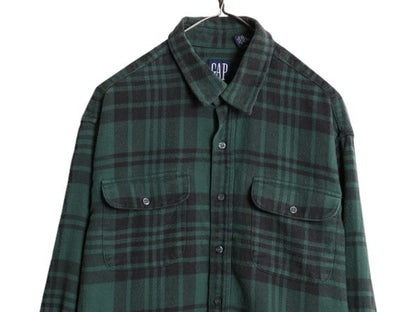 90s OLD GAP チェック ヘビー フランネル シャツ メンズ L / 90年代 オールド ギャップ コットン 長袖シャツ ネルシャツ 紺タグ ツートン