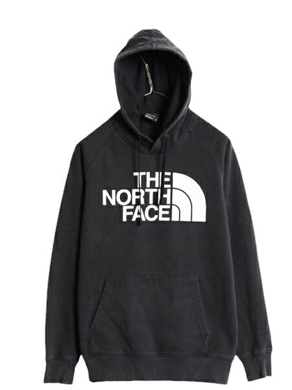 ノースフェイス プリント スウェット フード パーカー レディース М The North Face アウトドア プルオーバー 裏起毛 トレーナー ブラック