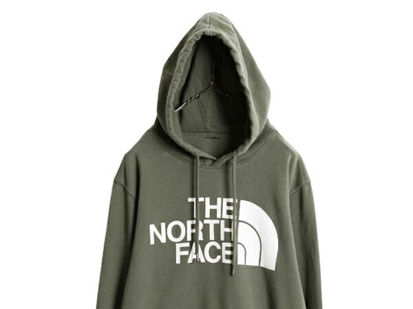 ノースフェイス プリント スウェット フード パーカー レディース L 程/ The North Face アウトドア プルオーバー 裏起毛 トレーナー 緑