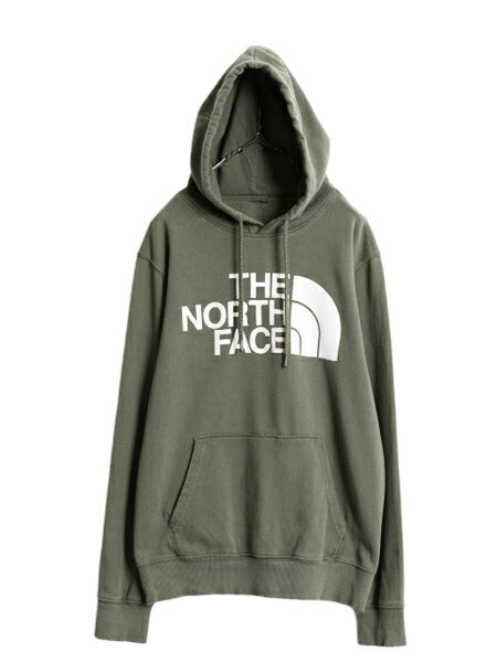 ノースフェイス プリント スウェット フード パーカー レディース L 程/ The North Face アウトドア プルオーバー 裏起毛 トレーナー 緑