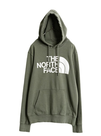 ノースフェイス プリント スウェット フード パーカー レディース L 程/ The North Face アウトドア プルオーバー 裏起毛 トレーナー 緑
