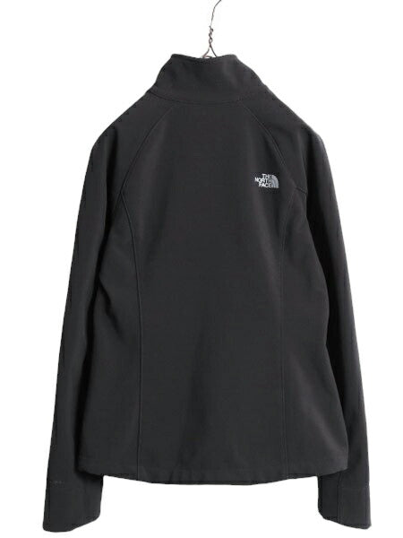US企画 ノースフェイス ソフトシェル ジャケット レディース S 古着 The North face アウトドア 裏 フリース フルジップ ブルゾン ブラック