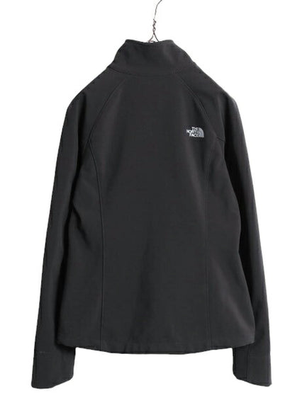 US企画 ノースフェイス ソフトシェル ジャケット レディース S 古着 The North face アウトドア 裏 フリース フルジップ ブルゾン ブラック