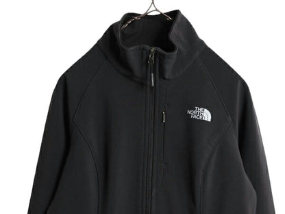 US企画 ノースフェイス ソフトシェル ジャケット レディース S 古着 The North face アウトドア 裏 フリース フルジップ ブルゾン ブラック