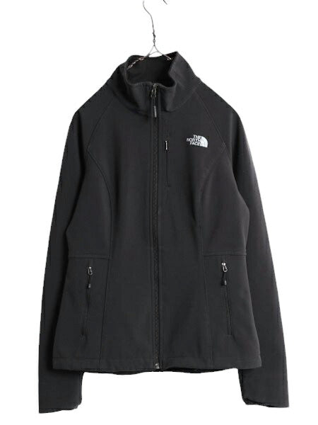 US企画 ノースフェイス ソフトシェル ジャケット レディース S 古着 The North face アウトドア 裏 フリース フルジップ ブルゾン ブラック