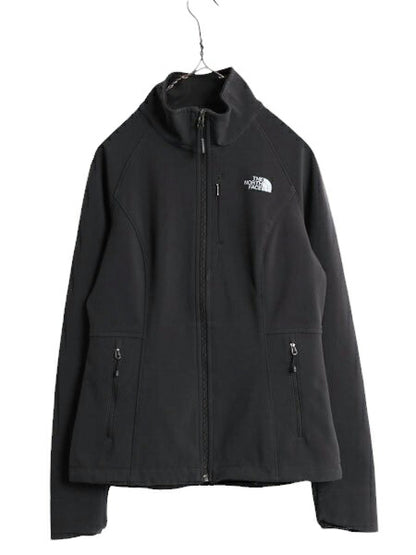 US企画 ノースフェイス ソフトシェル ジャケット レディース S 古着 The North face アウトドア 裏 フリース フルジップ ブルゾン ブラック