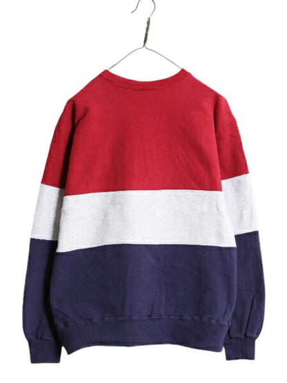 80s USA製 チャンピオン 前V スウェット トレーナー メンズ XL ヴィンテージ Champion 裏起毛 ヘビーウェイト トリコカラー 目付き 青タグ