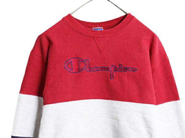 80s USA製 チャンピオン 前V スウェット トレーナー メンズ XL ヴィンテージ Champion 裏起毛 ヘビーウェイト トリコカラー 目付き 青タグ