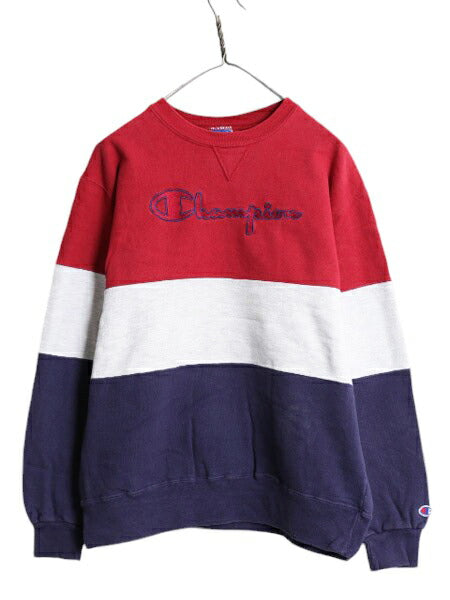 80s USA製 チャンピオン 前V スウェット トレーナー メンズ XL ヴィンテージ Champion 裏起毛 ヘビーウェイト トリコカラー 目付き 青タグ