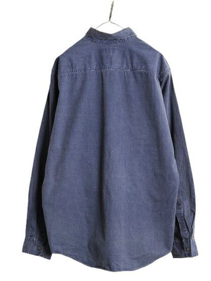 80s USA製 エルエルビーン 長袖 コットン ダック シャツ メンズ XL / 80年代 LLBEAN ヴィテージ LLビーン 長袖シャツ ポケット付き 無地 紺