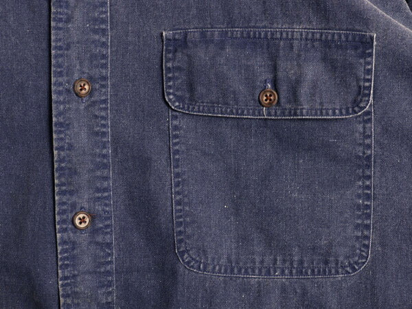 80s USA製 エルエルビーン 長袖 コットン ダック シャツ メンズ XL / 80年代 LLBEAN ヴィテージ LLビーン 長袖シャツ ポケット付き 無地 紺
