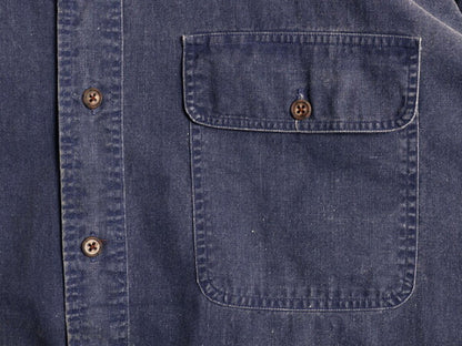 80s USA製 エルエルビーン 長袖 コットン ダック シャツ メンズ XL / 80年代 LLBEAN ヴィテージ LLビーン 長袖シャツ ポケット付き 無地 紺