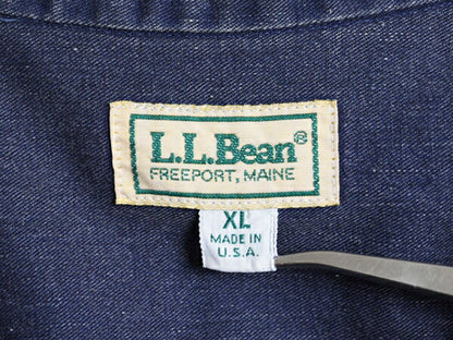 80s USA製 エルエルビーン 長袖 コットン ダック シャツ メンズ XL / 80年代 LLBEAN ヴィテージ LLビーン 長袖シャツ ポケット付き 無地 紺