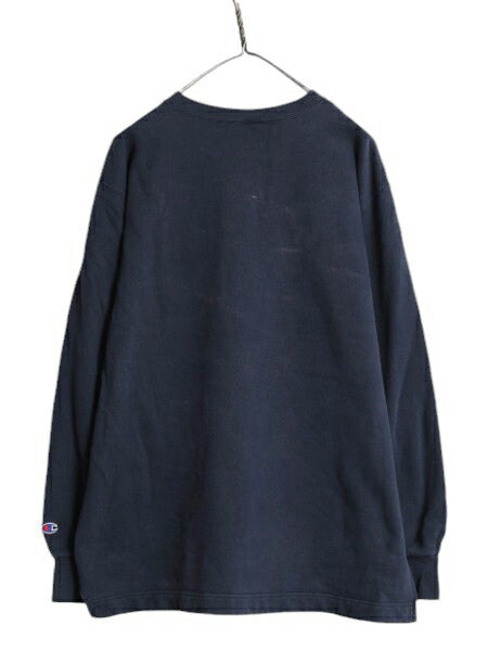 90s チャンピオン ワンポイント スウェット メンズ L 古着 90年代 オールド Champion 裏起毛 トレーナー スクリプト ロゴ スエット 目あり