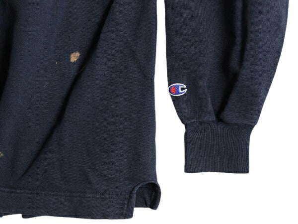 90s チャンピオン ワンポイント スウェット メンズ L 古着 90年代 オールド Champion 裏起毛 トレーナー スクリプト ロゴ スエット 目あり
