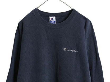 90s チャンピオン ワンポイント スウェット メンズ L 古着 90年代 オールド Champion 裏起毛 トレーナー スクリプト ロゴ スエット 目あり
