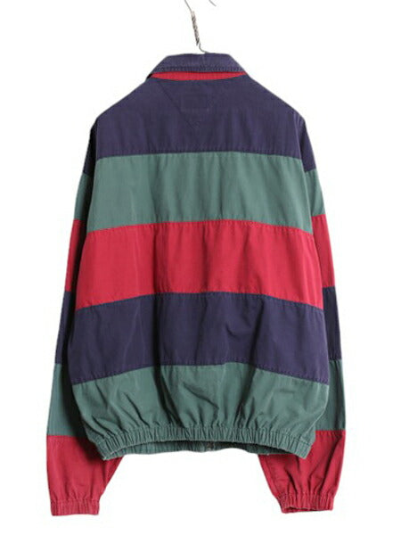 90s トミーヒルフィガー ボーダー スイングトップ ジャケット メンズ XL / 90年代 オールド TOMMY HILFIGER ジャンパー ブルゾン コットン