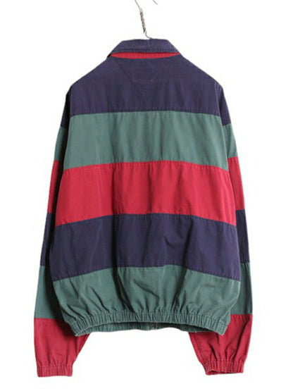 90s トミーヒルフィガー ボーダー スイングトップ ジャケット メンズ XL / 90年代 オールド TOMMY HILFIGER ジャンパー ブルゾン コットン