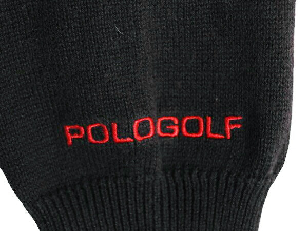90s ポロゴルフ チェック コットン ニット セーター メンズ S 古着 90年代 オールド POLO GOLF ラルフローレン Vネック リブ編み ブラック