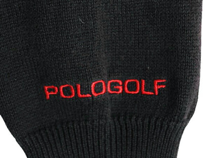 90s ポロゴルフ チェック コットン ニット セーター メンズ S 古着 90年代 オールド POLO GOLF ラルフローレン Vネック リブ編み ブラック