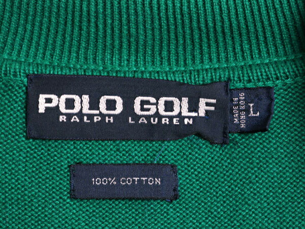 90s ポロゴルフ コットン 長袖 ニット ポロシャツ メンズ L 古着 90年代 オールド POLO GOLF ラルフローレン リブ編み セーター クレイジー