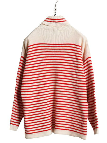 90s OLD GAP タートルネック ボーダー コットン ニット セーター レディース S / 古着 90年代 オールド ギャップ ヘビーウェイト ツートン