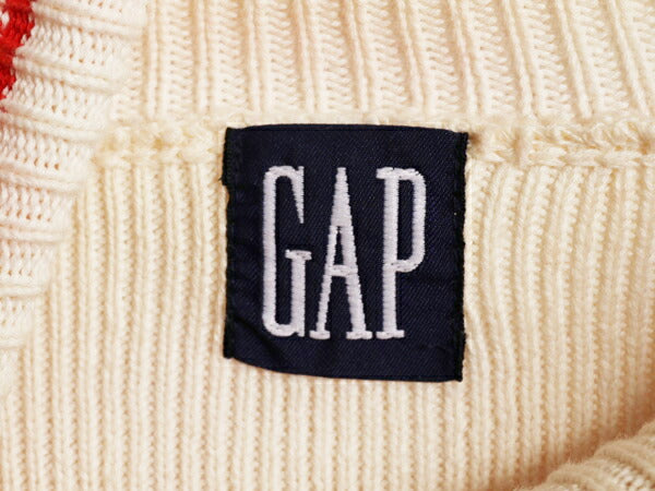 90s OLD GAP タートルネック ボーダー コットン ニット セーター レディース S / 古着 90年代 オールド ギャップ ヘビーウェイト ツートン