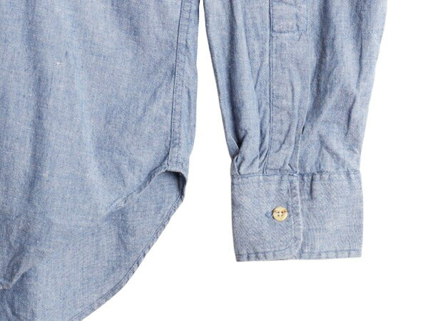 90s ジェイクルー ボタンダウン シャンブレー シャツ メンズ M / 古着 オールド 無地 J CREW 旧タグ 100% コットン BD ポケット付き ブルー