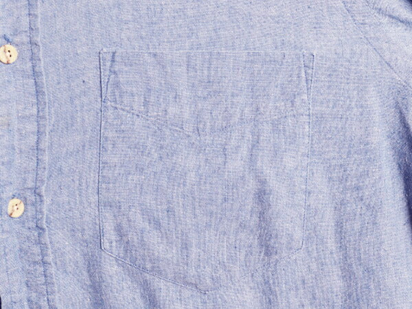 90s ジェイクルー ボタンダウン シャンブレー シャツ メンズ M / 古着 オールド 無地 J CREW 旧タグ 100% コットン BD ポケット付き ブルー