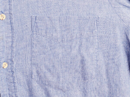 90s ジェイクルー ボタンダウン シャンブレー シャツ メンズ M / 古着 オールド 無地 J CREW 旧タグ 100% コットン BD ポケット付き ブルー