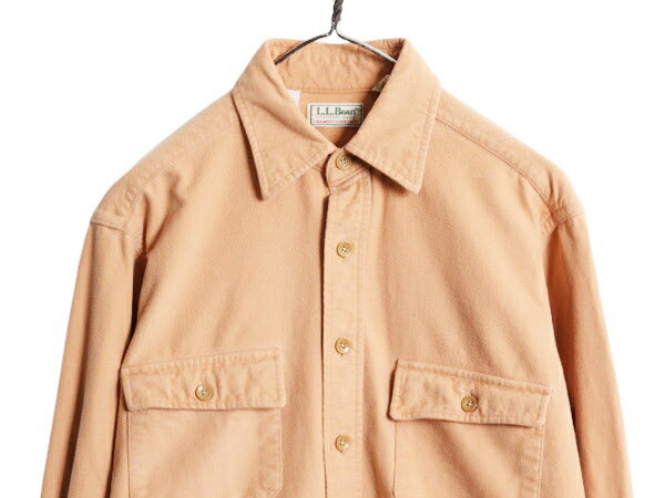 80s USA製 エルエルビーン コットン シャモア クロス シャツ メンズ L 程/ 80年代 ヴィンテージ LLBEAN アウトドア 長袖シャツ ネルシャツ