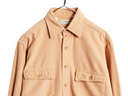 80s USA製 エルエルビーン コットン シャモア クロス シャツ メンズ L 程/ 80年代 ヴィンテージ LLBEAN アウトドア 長袖シャツ ネルシャツ