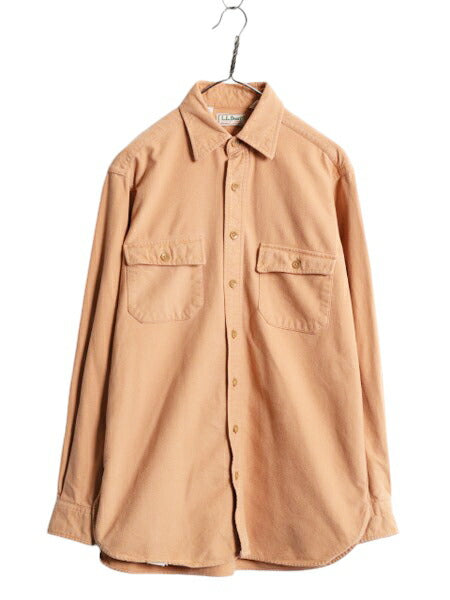80s USA製 エルエルビーン コットン シャモア クロス シャツ メンズ L 程/ 80年代 ヴィンテージ LLBEAN アウトドア 長袖シャツ ネルシャツ