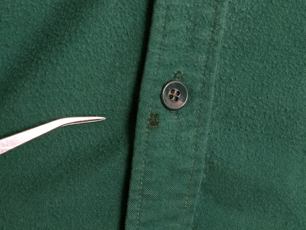 80s エルエルビーン コットン シャモア クロス シャツ メンズ M 程 80年代 ヴィンテージ LLBEAN ネルシャツ フランネル 長袖シャツ 無地 緑