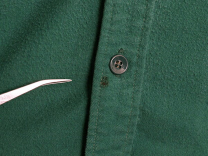 80s エルエルビーン コットン シャモア クロス シャツ メンズ M 程 80年代 ヴィンテージ LLBEAN ネルシャツ フランネル 長袖シャツ 無地 緑